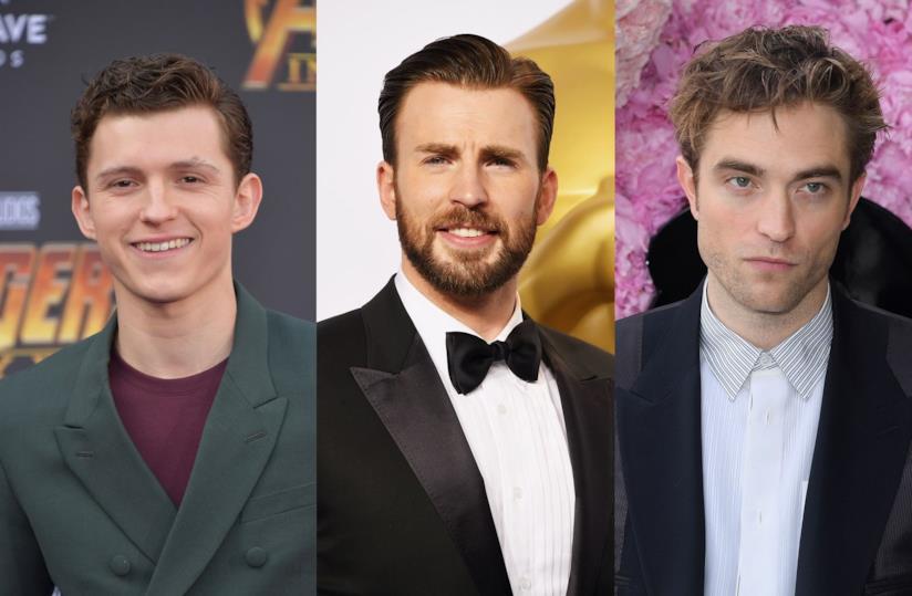 Tom Holland, Chris Evans e Robert Pattinson Gli attori Tom Holland, Chris Evans e Robert Pattinson