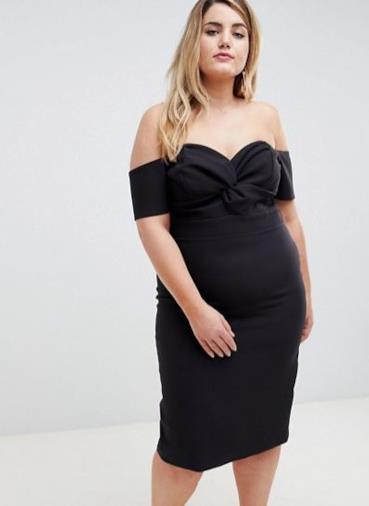 estito midi con scollo alla Bardot