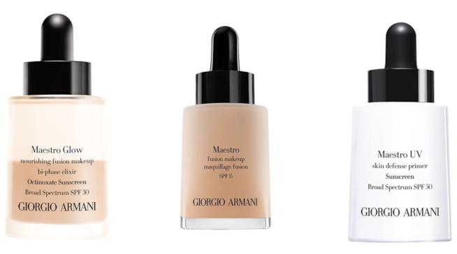 Armani Maestro, Maestro Glow e Maestro UV, fondotinta liquidi e primer Giorgio Armani Beauty Giorgio Armani Beauty e le basi viso leggere della linea Maestro