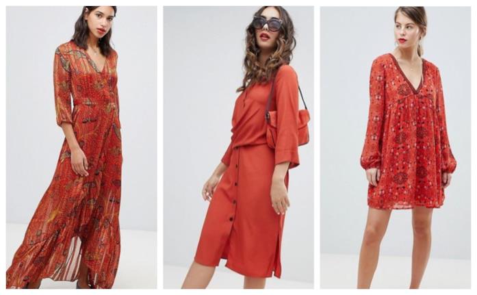 Long e mini dress arancio di moda per l'autunno inverno 2018-19 Vestiti corti e lunghi di tendenza per l'autunno inverno 2018-19