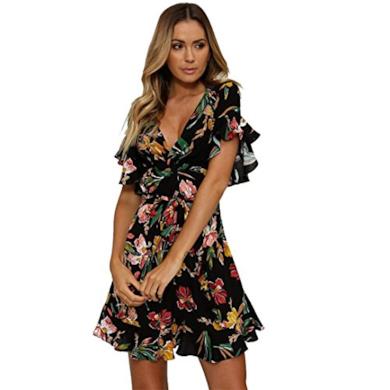 Abito Estivo a Fiori Con Stampa Floreale Bohemien