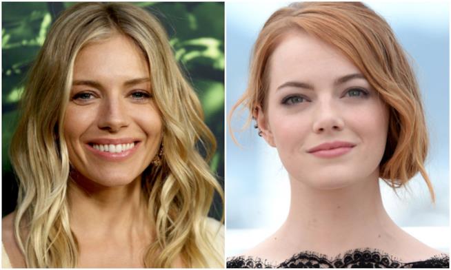 Emma Stone e Sienna Miller litigano per Justin Theroux? Collage tra Emma Stone e Sienna Miller