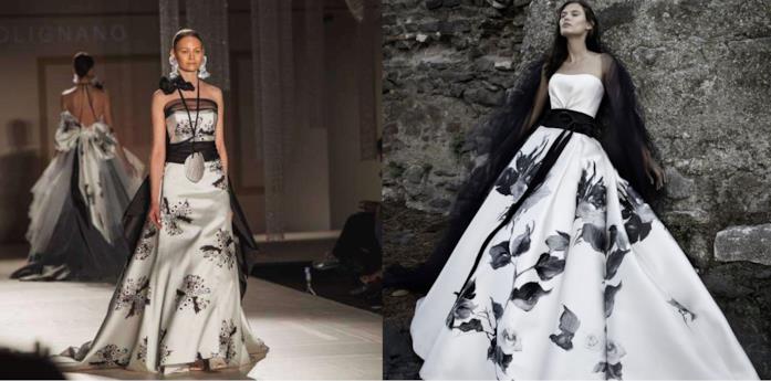 L'abito da sposa geisha di Elisabetta Poligrano e il Black Bean di Alessandro Angelozzi Couture Abiti da sposa in bianco e nero