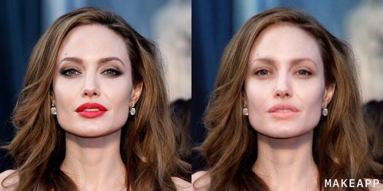 Le star senza trucco Angelina Jolie prima e dopo