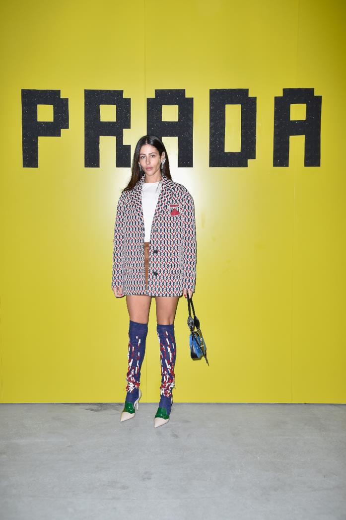 Il look scelto da Gilda Ambrosio per la sfilata di Prada Il look sfoggiato da Gilda Ambrosio per la sfilata di Prada