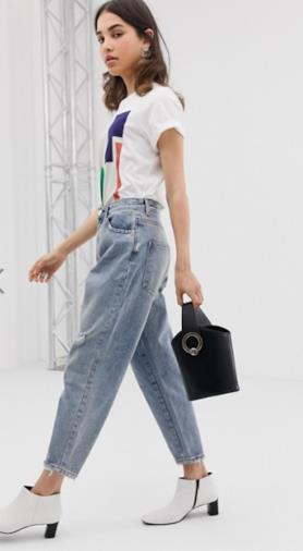 Boyfriend jeans a palloncino lavaggio vintage chiaro
