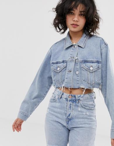 Giacca di jeans corta azzurra
