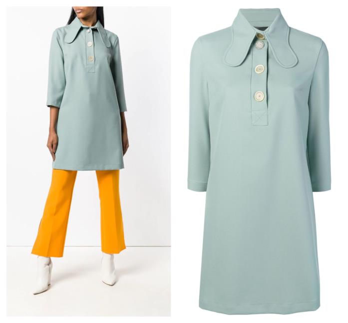 Vestito corto verde chiaro moda autunno inverno 2018-19 Vestito colore pastello di tendenza per l'A/I 2018-19