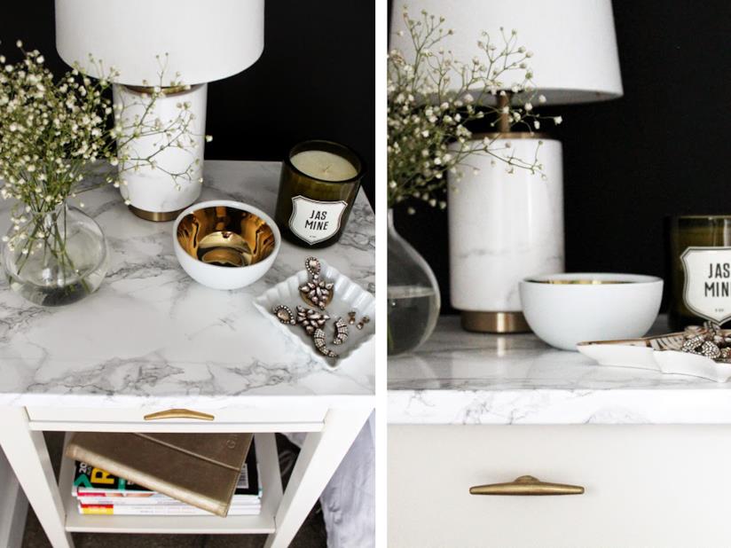Trasformare un mobile base in un mobile di lusso Il tavolino dell'Ikea modificato e abbellito