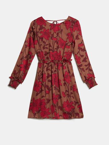 Vestito flared in raso floreale