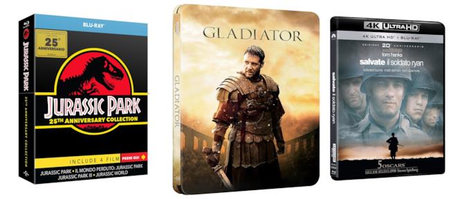 Versioni speciali dei film Jurassic Park, Il gladiatore e Salvate il soldato Ryan Edizioni da collezione dei film Jurassic Park, Il gladiatore e Salvate il soldato Ryan