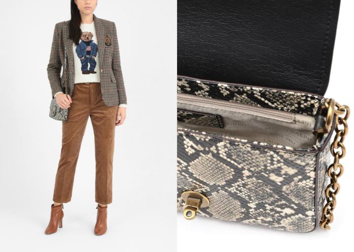 Borsa a tracolla stampa serpente inverno 2018 Borsa a tracolla fantasia serpente di moda