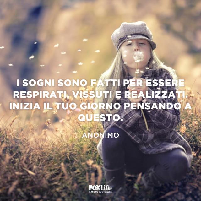 Frase sui sogni da realizzare Ragazza soffia un dente di leone