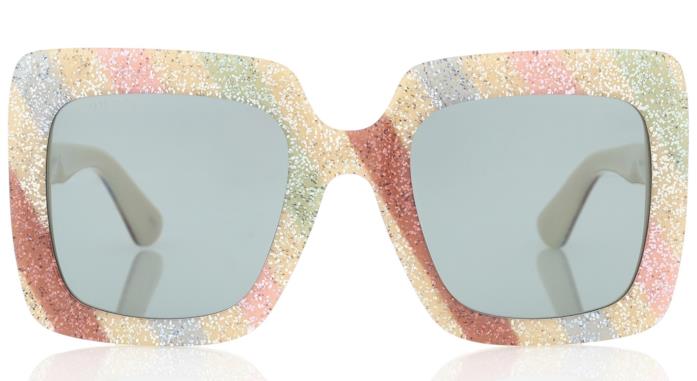 Occhiali da sole multicolore e con i glitter di Gucci Occhiali da sole con i glitter tendenza autunno inverno 2018-19