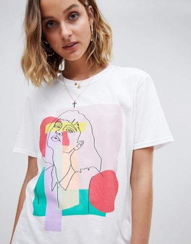 T-shirt con viso stampato