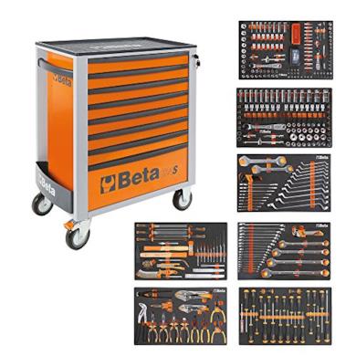 Carrello degli attrezzi con 8 cassetti, assortimento di 384 pezzi
