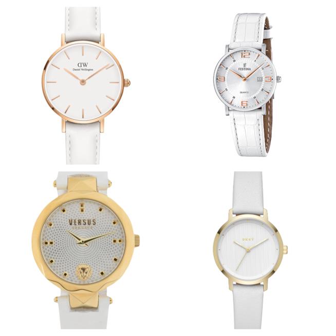 Orologio da donna con cinturino in pelle bianco di moda per l'estate 2018 Con il cinturino bianco, gli orologi di tendenza per l'estate 2018