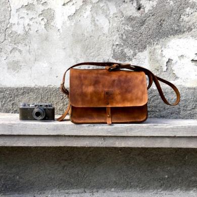Borsa in cuoio per macchina fotografica