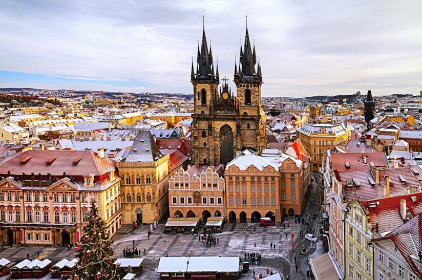 Il centro storico di Praga in Repubblica Ceca Centro storico di Praga in inverno