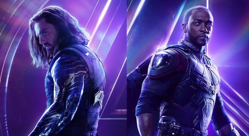 Sebastian Stan e Anthony Mackie nei panni di Winter Soldier e Falcon Charachter poster di Winter Soldier e Falcon per Infinity War