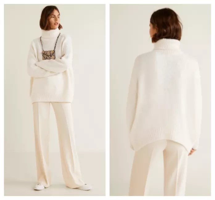 Pullover bianco oversize di moda per l'autunno inverno 2018-2019 Pullover bianco di tendenza per l'autunno inverno 2018-2019