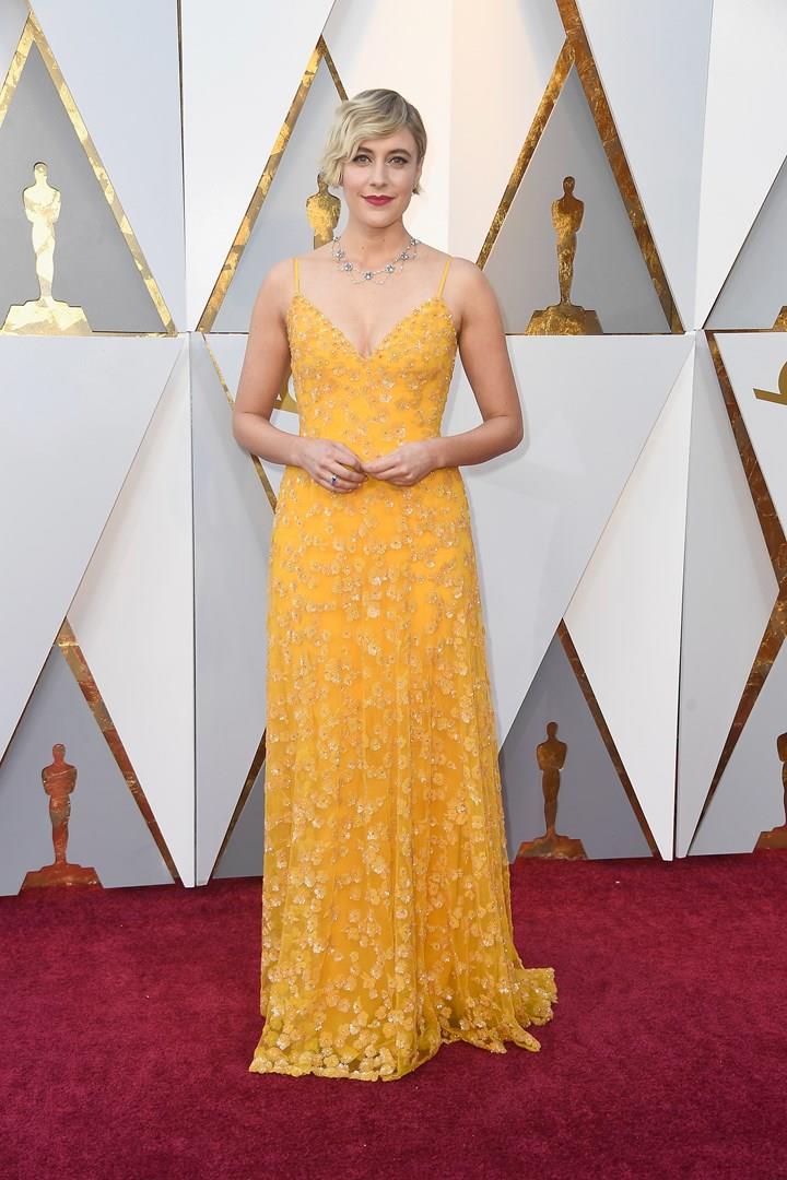 La regista Greta Gerwig agli Oscar 2018 Greta Gerwig