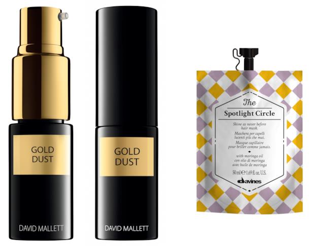 Prodotti per capelli di David Mallett e Davines Gold Dust di David Mallett e maschera capelli di davines