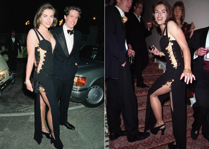 Abito Liz Hurley L'abito di Liz Hurley tenuto dalle spille