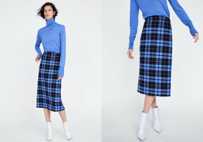 Gonna a tubo a quadri di moda per l'inverno 2018 A quadri, la gonna a tubo di tendenza