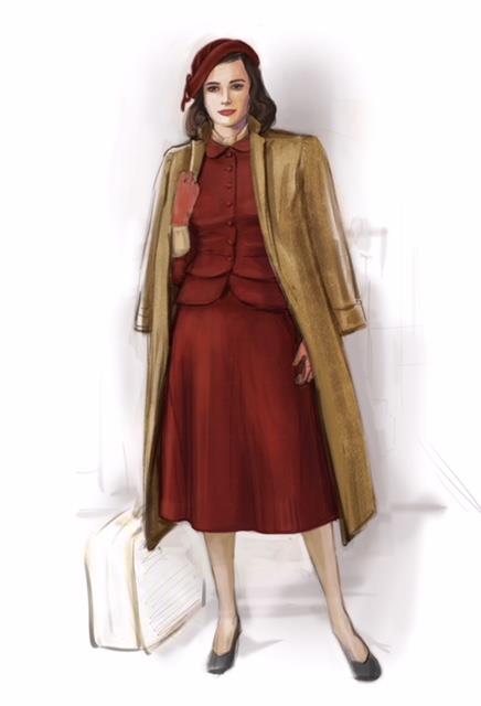 Il primo look indossato da Keira Knightley Un bozzetto per il look della protagonista femminile