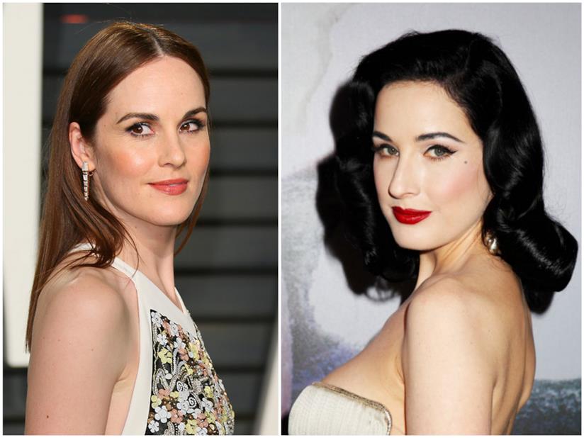 Michelle Dockery e Dita Von Teese insieme a un party Michelle Dockery e Dita Von Teese