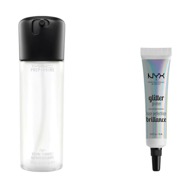 Fissatore trucco e primer par glitter Mac e Nyx Spray fissante trucco e colla per glitter