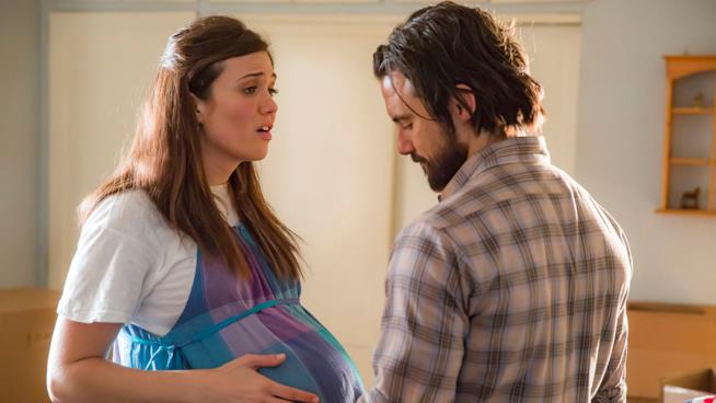 Mandy Moore e Milo Ventimiglia in una scena di This Is Us Many Moore e Miloventimiglia in This is Us