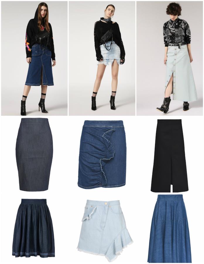 Gonne in denim mini, lunghe a pieghe moda primavera-estate 2018 Modelli gonne in denim primavera-estate 2018