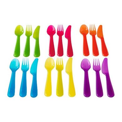Set di posate in plastica in colori assortiti