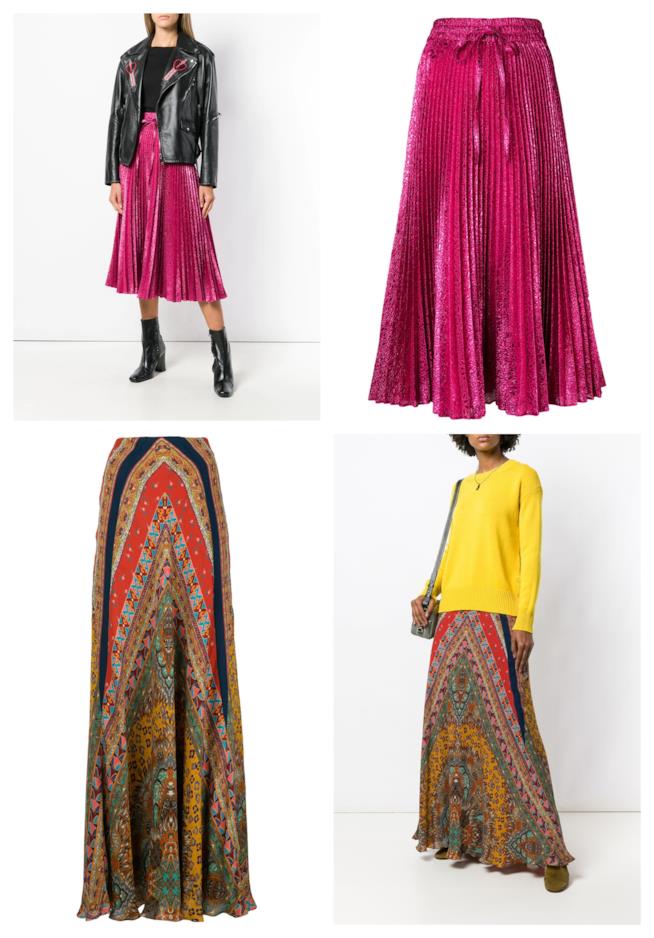 Gonne lunghe color block e fantasia di moda per l'autunno inverno 2018-19 Lunghe a fantasia e color block, le gonne di tendenza per l'A/I 2018-19