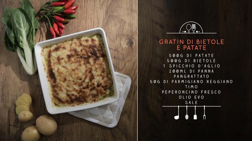 Gratin di bietole al forno con salsa di panna e formaggio Gratin di bietole