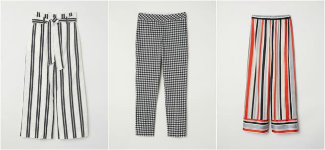 Pantaloni a righe o quadretti a sigaretta o larghi Pantaloni righe e quadretti moda Primavera Estate 2018