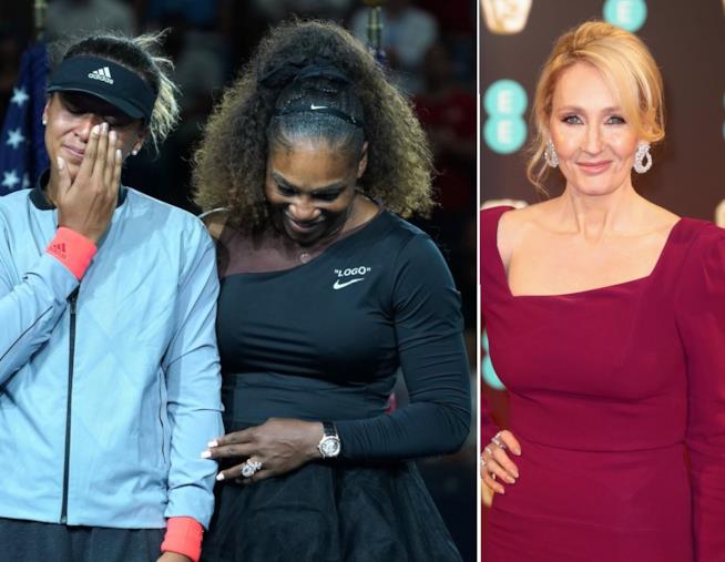 J.K. Rowling e Serena Williams conNaomi Osaka alla finale degli US Open 2018 Serena Williams Naomi Osaka J.K. Rowling