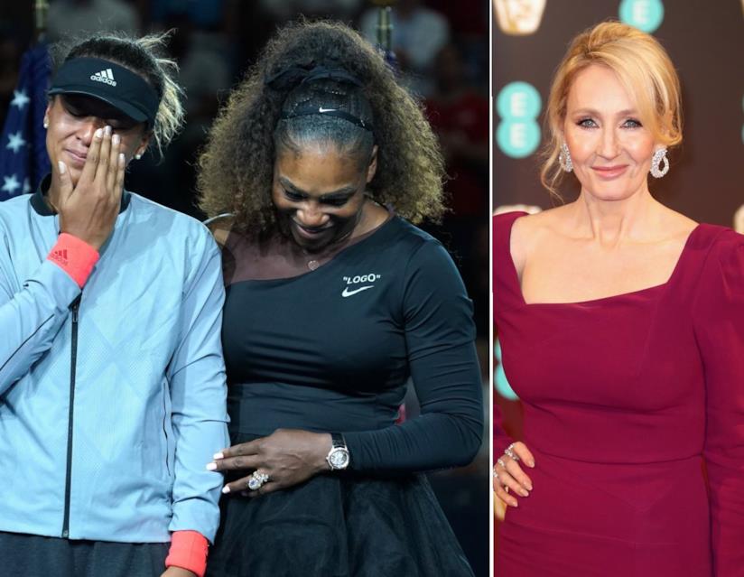 J.K. Rowling e Serena Williams conNaomi Osaka alla finale degli US Open 2018 Serena Williams Naomi Osaka J.K. Rowling