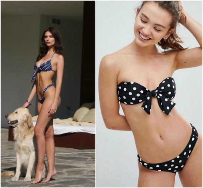 Bikini a pois con fiocco estate 2018 Bikini simile a quello indossato da Emily Ratajkowski