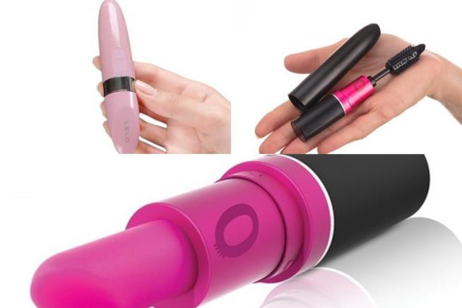 Sex toys simili a trucchi gadget erotici: rossetti e mascara vibranti