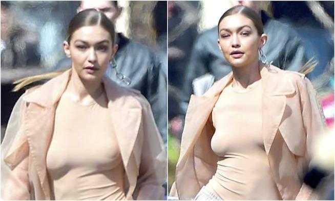 Gigi Hadid senza reggiseno Collage di Gigi Hadid