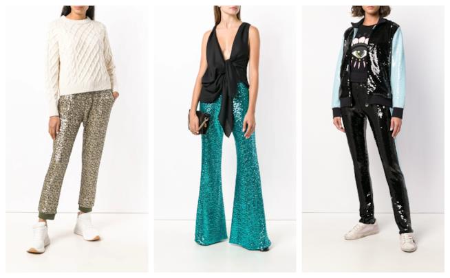 Pantaloni con le paillettes di moda per l'autunno inverno 2018-19 Con le paillettes i pantaloni di tendenza autunno inverno 2018-19