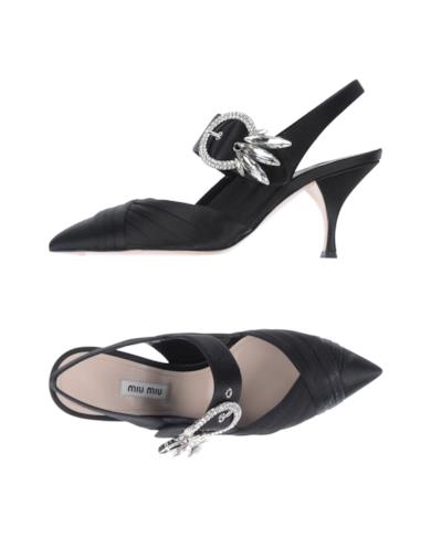 Slingback in raso nero con fibbia gioiello