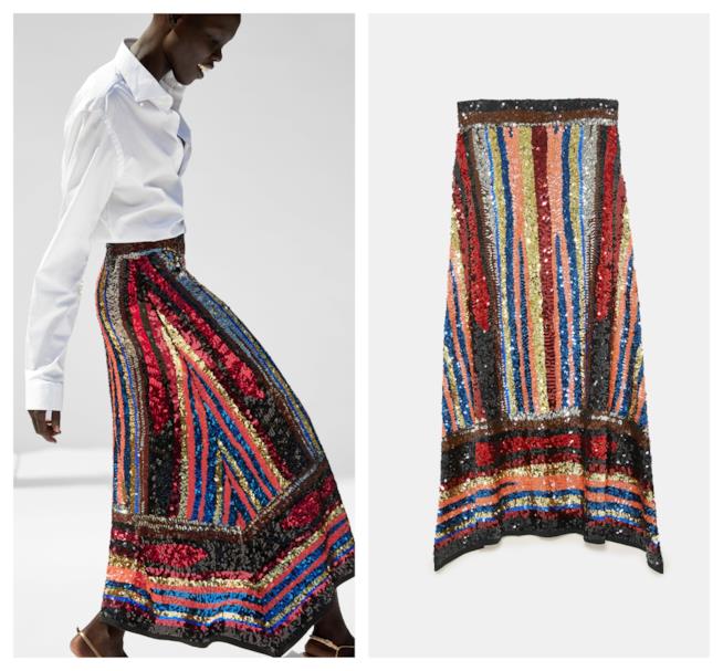 Gonna di paillettes multicolore moda autunno inverno 2018-19 Longuette con le paillettes di tendenza per l'autunno inverno 2018-19