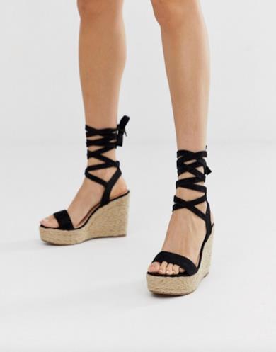 Zeppe nere lace-up