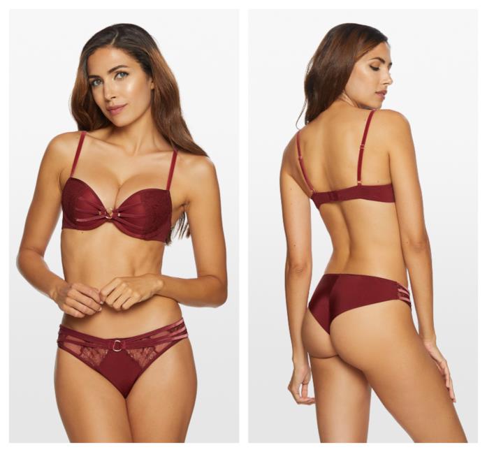 Reggiseno e brasiliana bordeaux di tendenza per l'autunno 2018 Bordeaux il reggiseno e gli slip di moda per l'autunno 2018