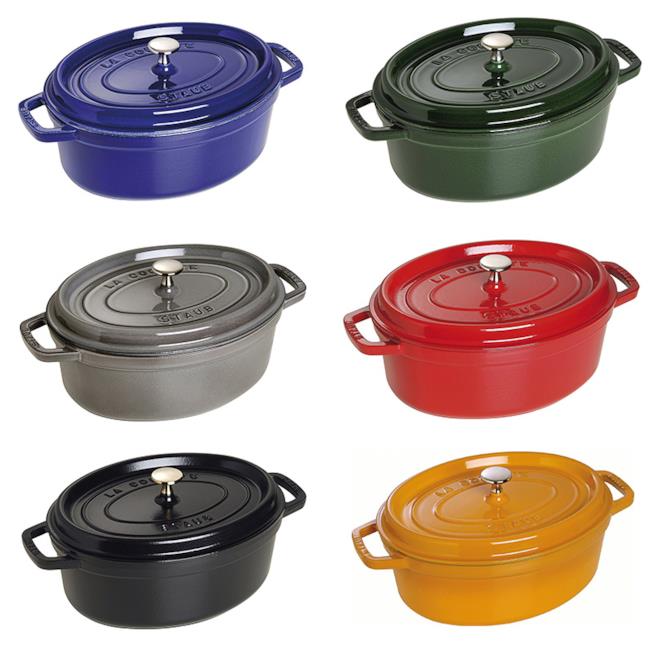 Staub cocotte ovale 29 cm Staub cocotte ovale 29 cm, blu, verde, grigia, rosso, nero, arancione
