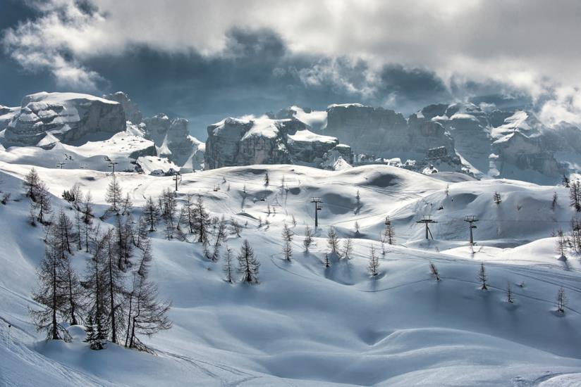 Lo spettacolare panorama alpino di Madonna di Campiglio Scorcio innevato di Madonna di Campiglio